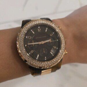 Michael Kors Women MK-5416 Rose Gold Tortoise Chronograph Quartz Watch 6"